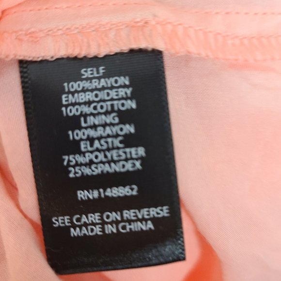 Torrid Womens 0X Peach 3/4 Sleeves Voile Eyelet Smocked Babydoll Blouse Top NWT - Picture 9 of 11